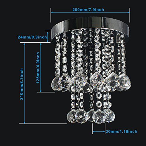 Crystal Chandeliers Light, Mini Style Modern Flush Mount Fixture w/ Crystal Ceiling Lamp