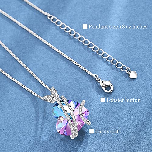 Butterfly Love Heart Necklace with Crystals for Women