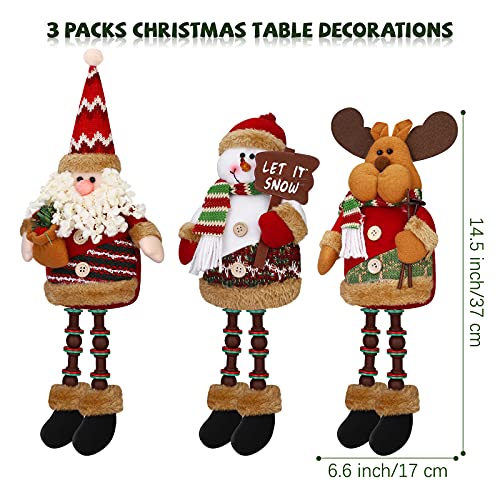 3 Pcs Christmas Sitting Santa Snowman Reindeer Decoration