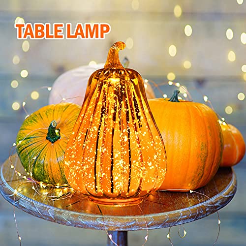 Halloween / Thanksgiving Decoration Mercury Glass  Pumpkin w/ Light