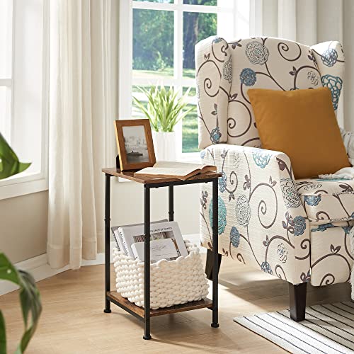 End Table with Storage Shelf for Sofa Couch