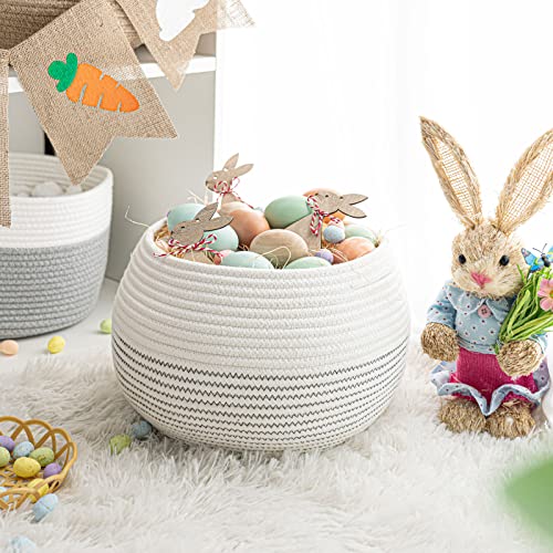 Cotton Rope Jute Round Baskets 10"D x 8.3"H