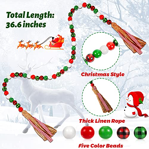 3 Pieces Christmas Wood Beads Decoration