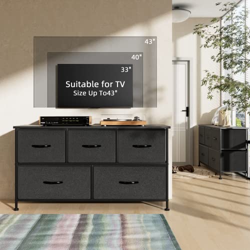 TV Stand with Storage & 5 Drawers