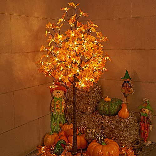 Artificial Lighted Maple Tree Warm White Fall Decorations