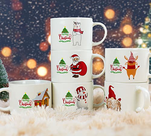 Large Christmas Coffee Mugs Set of 6- 14OZ