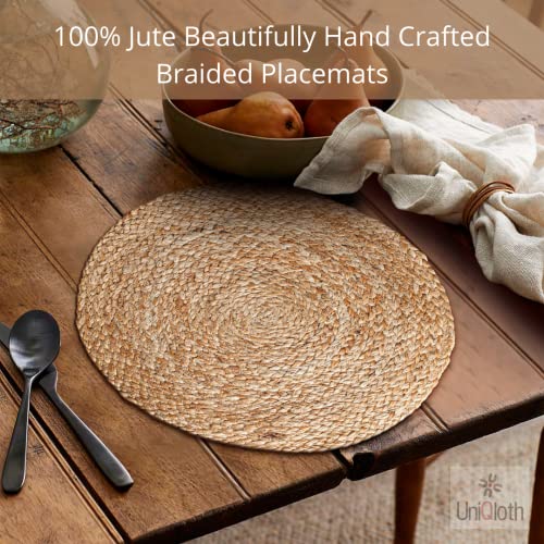 Farmhouse Jute Burlap Braided Table Runner 36 Inches Long - 13x36 Natural Jute Braided Table Runner