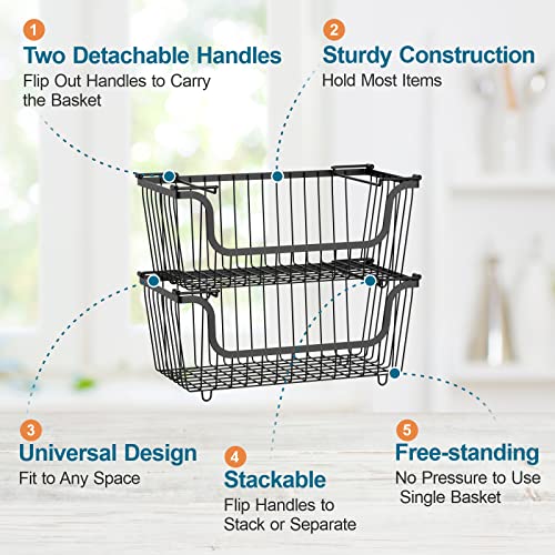 Stackable Wire Baskets for Storage/Organizer-Black