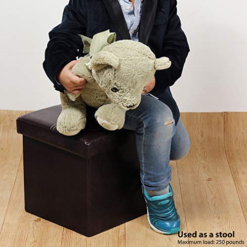 Folding Storage Ottoman, Faux Leather Footrest 11.8"x11.8"x11.8"