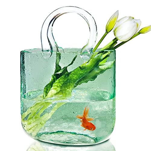 Vase for Flowers Clear Glass Bag Vase Unique Flower Vase Decorative Fish Bowl Handbag Cute Vase Bubble