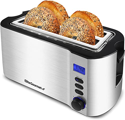 4 Slice Long Slot Toaster, Reheat, 6 Toast Settings, Defrost, Cancel Functions