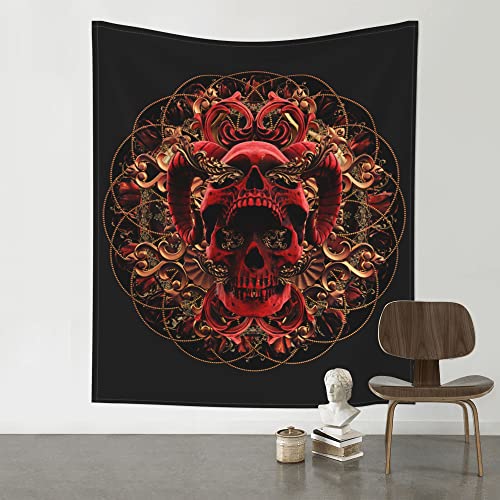 Skull Rose Floral Tapestry Wall Hanging for Home Bedroom Living Room Dorm Aesthetic