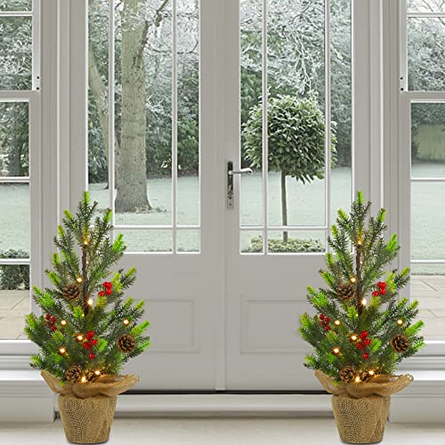 24 inch 2 Pack Artificial Mini Christmas Trees