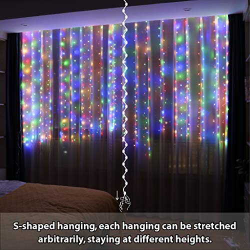 300 LED Fairy Curtain Lights with Remote 8 Modes Timer for Bedroom, 9.8x9.8Ft USB Plug in Adapter