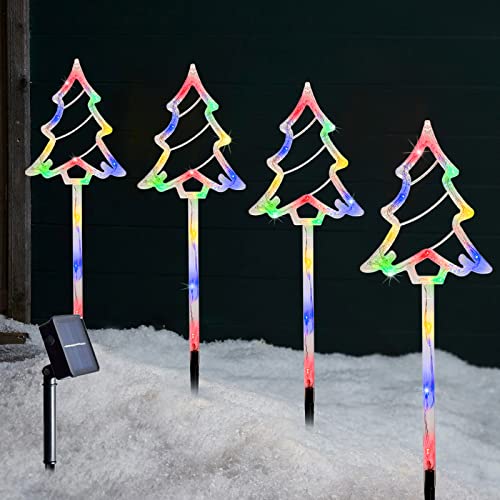 Set of 4 Christmas Pathway Lights- Solar Powered Pre-lit 40 LEDs