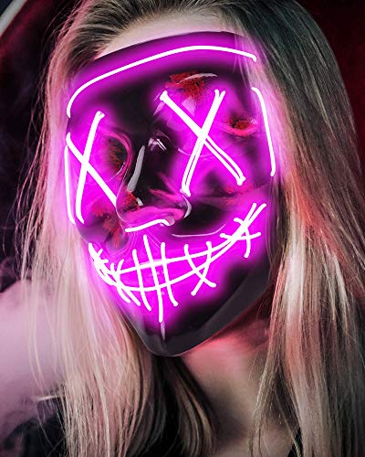 Scary Halloween Mask, LED Light up Mask Cosplay, Glowing in The Dark Mask Costume 3 Lighting Modes