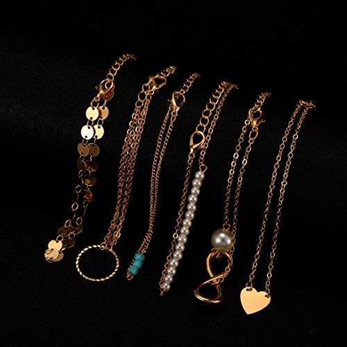 12pcs Gold Tiny Charm Bracelets for Women