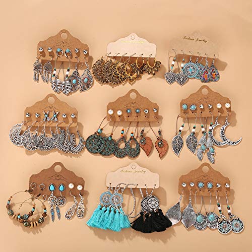 45 Pairs Fashion Hollow Drop Dangle Earrings Set for Women