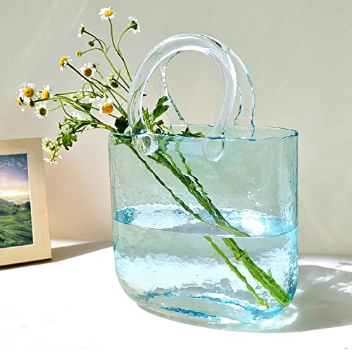 Vase for Flowers Clear Glass Bag Vase Unique Flower Vase Decorative Fish Bowl Handbag Cute Vase Bubble