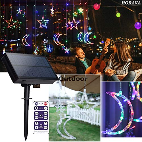 Star Solar Lights 138LED  Christmas Curtain Lights Decoration