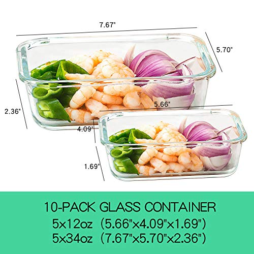 [10-Pack] Glass Food Storage Containers