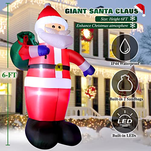 6 FT Christmas Inflatable Santa Claus & Snowman Outdoor Decorations