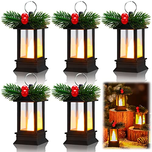 6 Pcs Christmas Mini Lantern with Flickering LED Candles