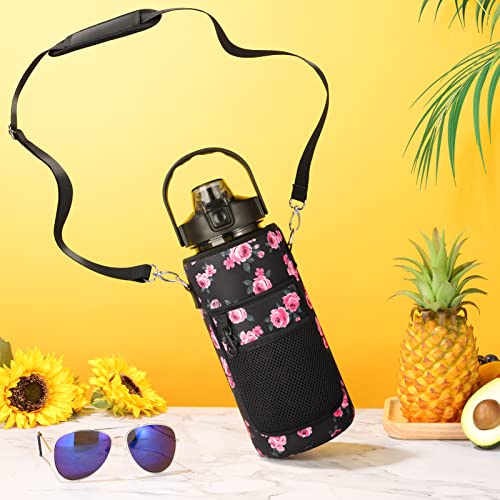 Half Gallon Motivational Water Bottle w/ Sleeve & Strap 64 OZ