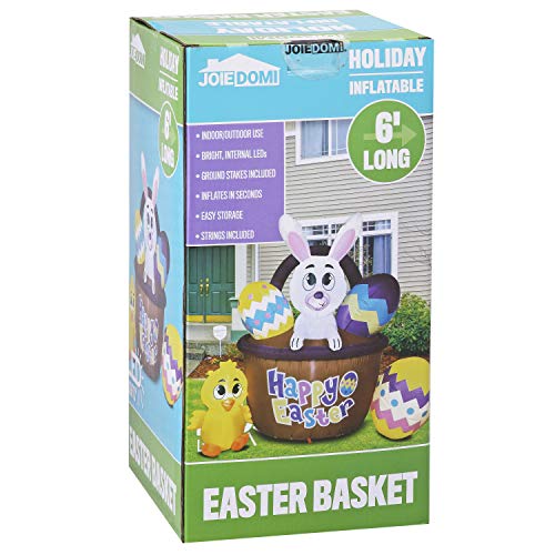 Easter Inflatable Decoration 6 ft Easter Basket w/ Build-in LEDs