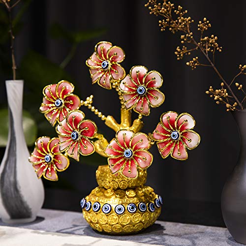 Turkish Evil Eye Flowers Tree / Golden Lucky Bag Ornament Decoration for Good Luck/Wealth