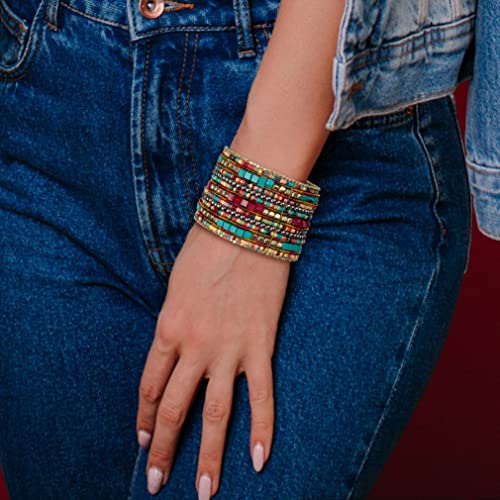 Bohemian Multi-Colored Beaded Cuff Bracelets for Women