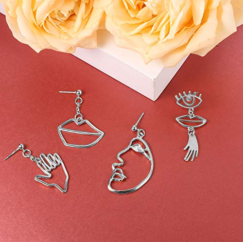 9 Pairs Face Hand Earrings for Women