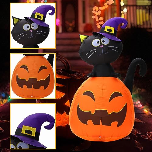 Halloween Inflatable Skull Face Spider Scary Creepy, Blow Up Spider with Built-in LED