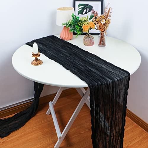 Black Cheesecloth Table Runner, 160inch Long Cheese Cloth Boho Gauze Table Runner