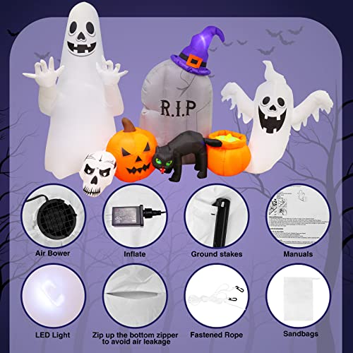 Inflatables Decorations Grim Reaper Outdoor Halloween with Build-in LEDs Blow Up Inflatable