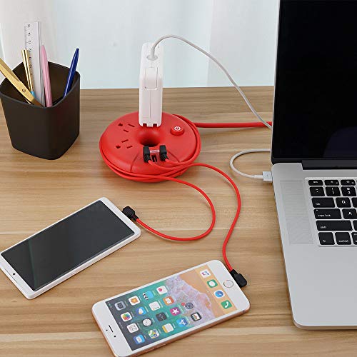 15" Portable Charging Station 3 USB w/o Surge Protector Short Extension Cord