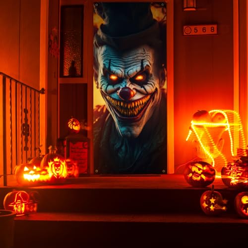 Evil Clown Ghost Door Cover Halloween Door Decorations