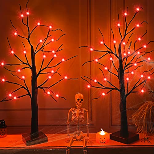 2 Pack Lighted Halloween Willow Tree Decoration w/ Timer