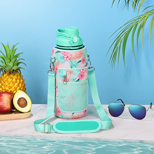 Half Gallon Motivational Water Bottle w/ Sleeve & Strap 64 OZ