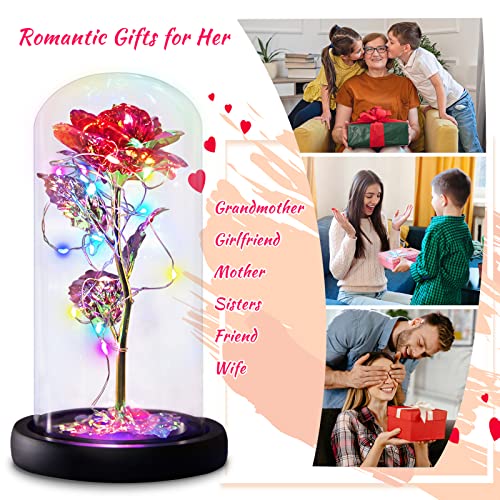 Enchanted Galaxy Light Up Butterfly Rose  Gifts in Glass Dome