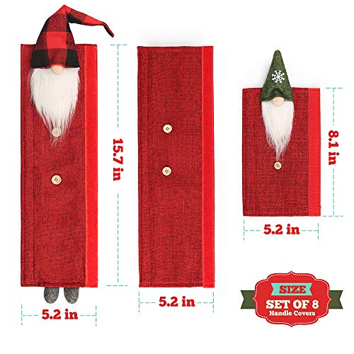 Set of 8 Gnome Christmas Refrigerator Handle Covers