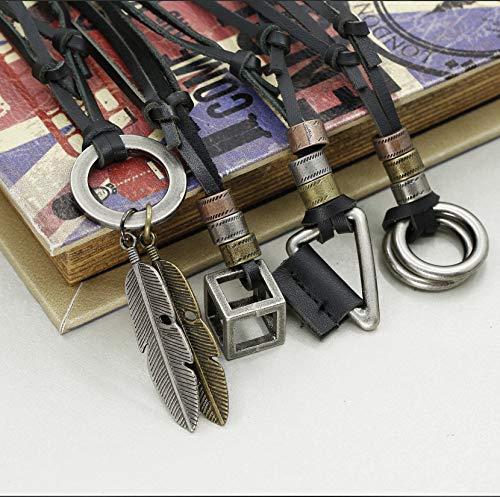 4pcs Leather Vintage Necklace for Men/Women