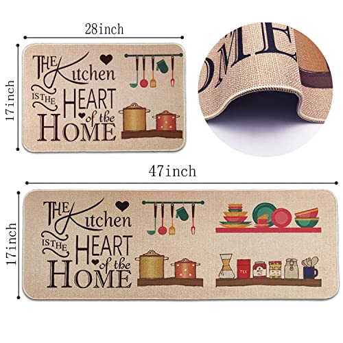 Kitchen Mats Set of 2 Non-Slip Washable
