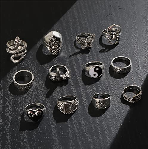 Vintage Silver Open Punk Rings for Men Women