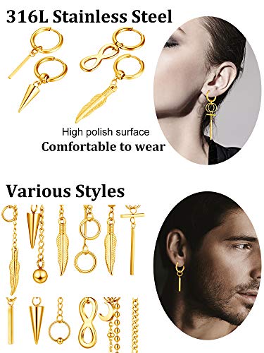 12 Pieces Hoop Dangle Earrings For Men