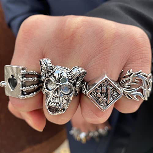 Vintage Silver Open Punk Rings for Men Women