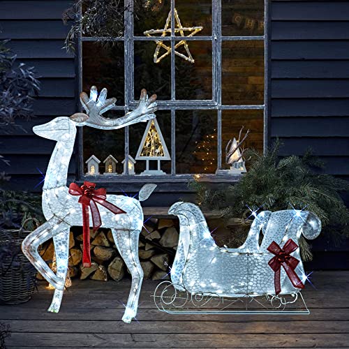 Christmas Decoration 55 L Lighted Snowman Family Outdoor, 3-Piece Waterproof Plug in 2D Snowman for Yard