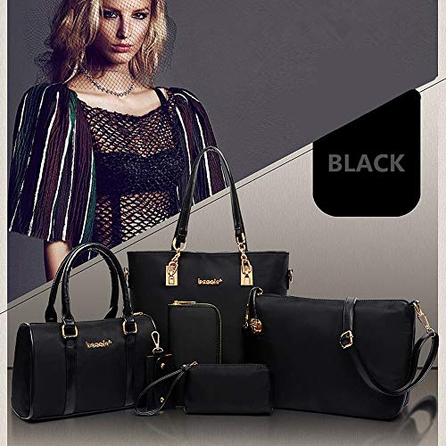 Women's Shoulder Bag 6 PCS Top-Handle Handbag Tote Purse Wallet Key Case Set