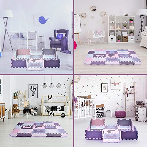 Large 25 PCs Baby Puzzle Play Mat Tiles w/ 9 Patterns