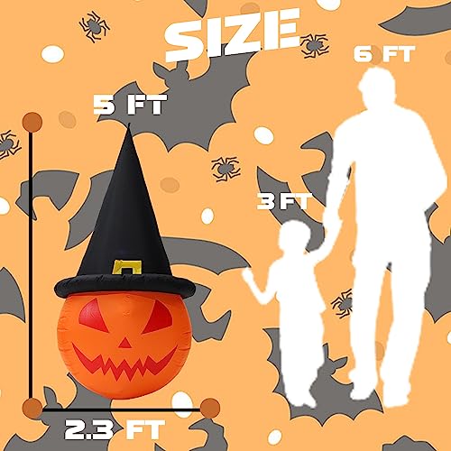 Halloween Inflatable Skull Face Spider Scary Creepy, Blow Up Spider with Built-in LED